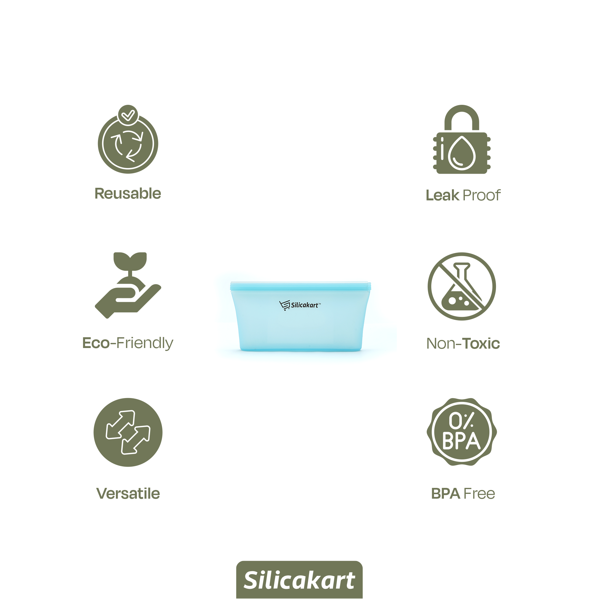 Silicakart Silicone Zip-bag  | Set of 8 (Blue)