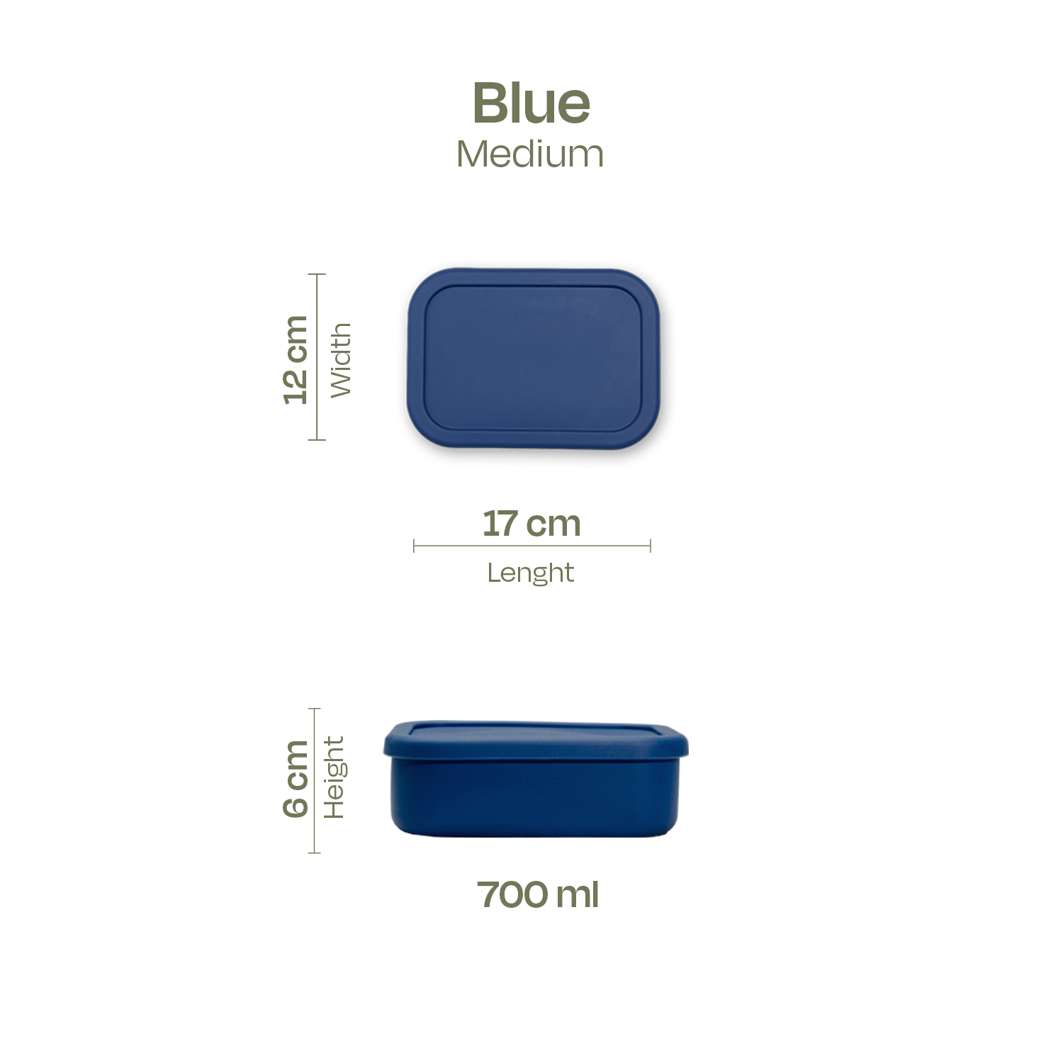 Silicakart Silicone Bento Boxes Medium-Blue (Rectangle)