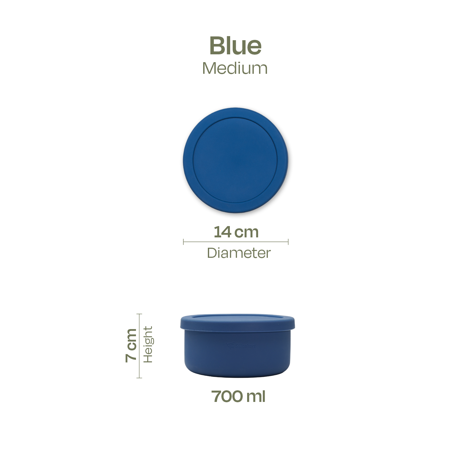 Silicakart Silicone Bento Boxes Medium-Blue (Round)