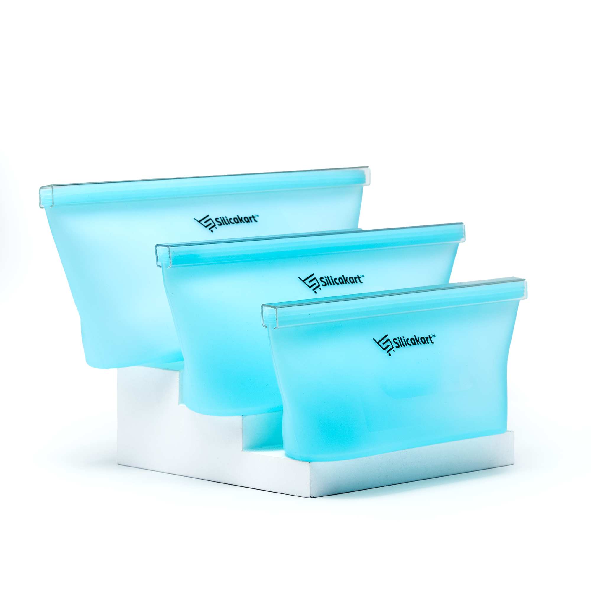 Silicakart Silicone Zip-bag  | Set of 8 (Blue)