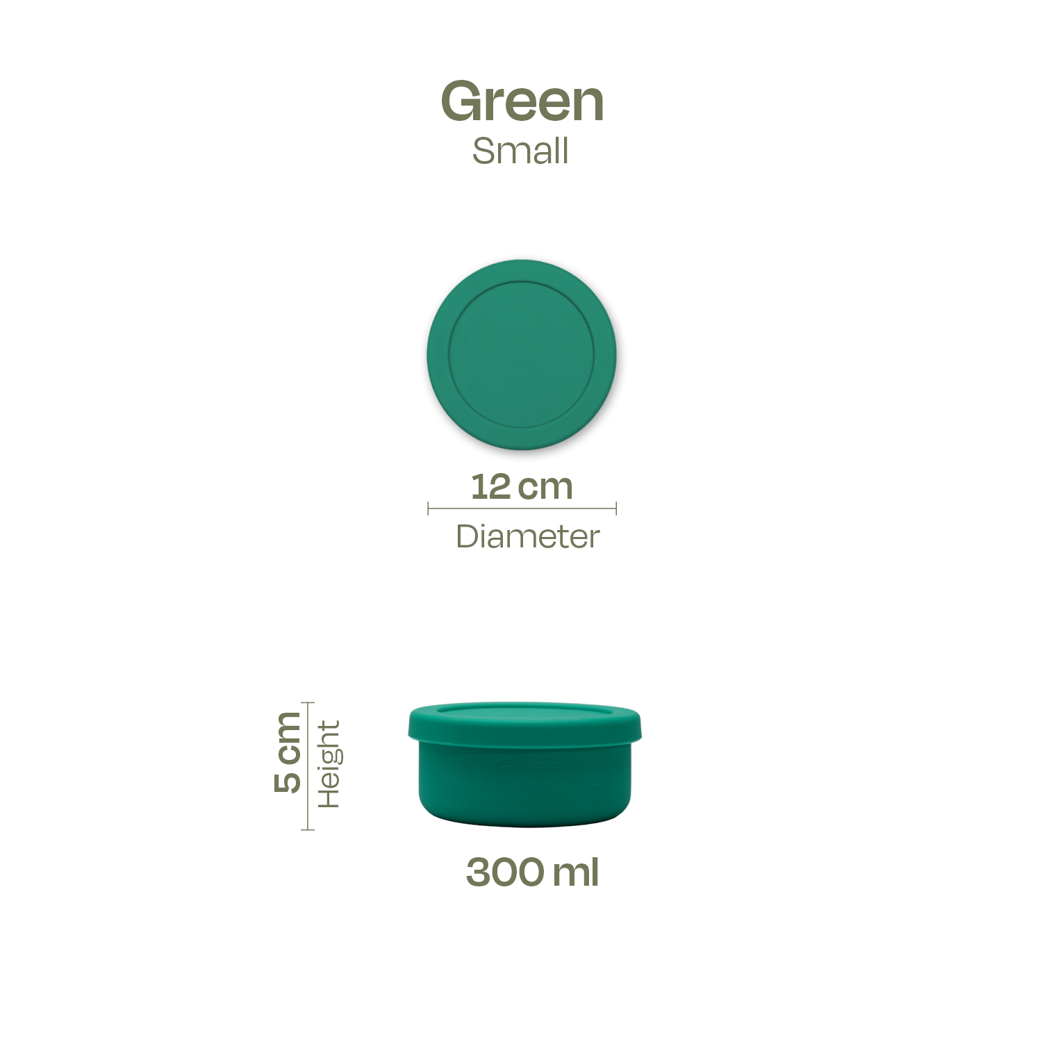 Silicakart Silicone Bento Boxes Small-Green (Round)