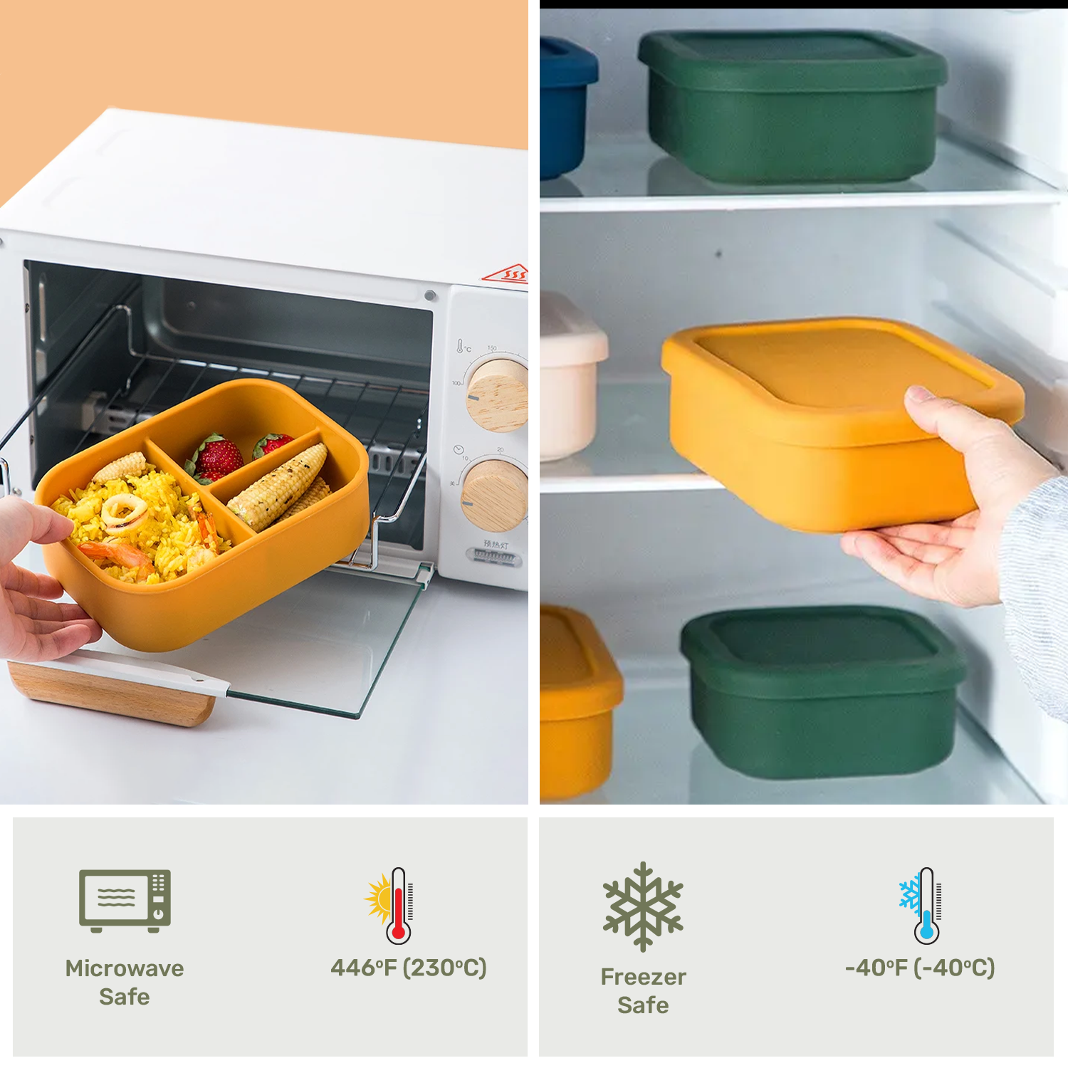 Silicakart Silicone Bento Boxes Large-Yellow (Rectangle)