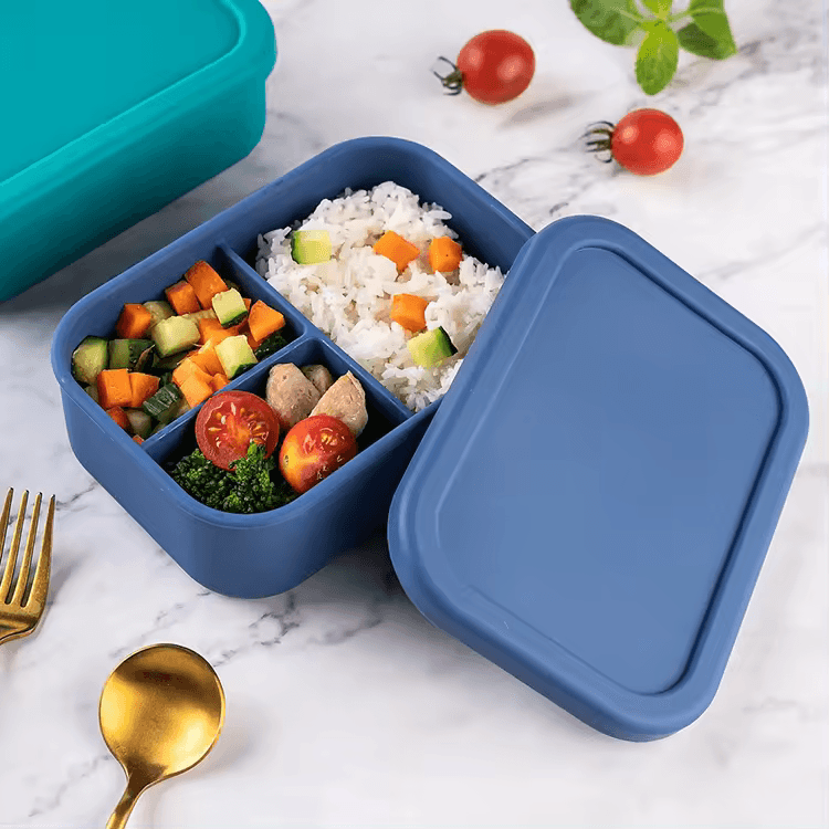 Silicakart Silicone Bento Boxes Medium-Blue (Rectangle)