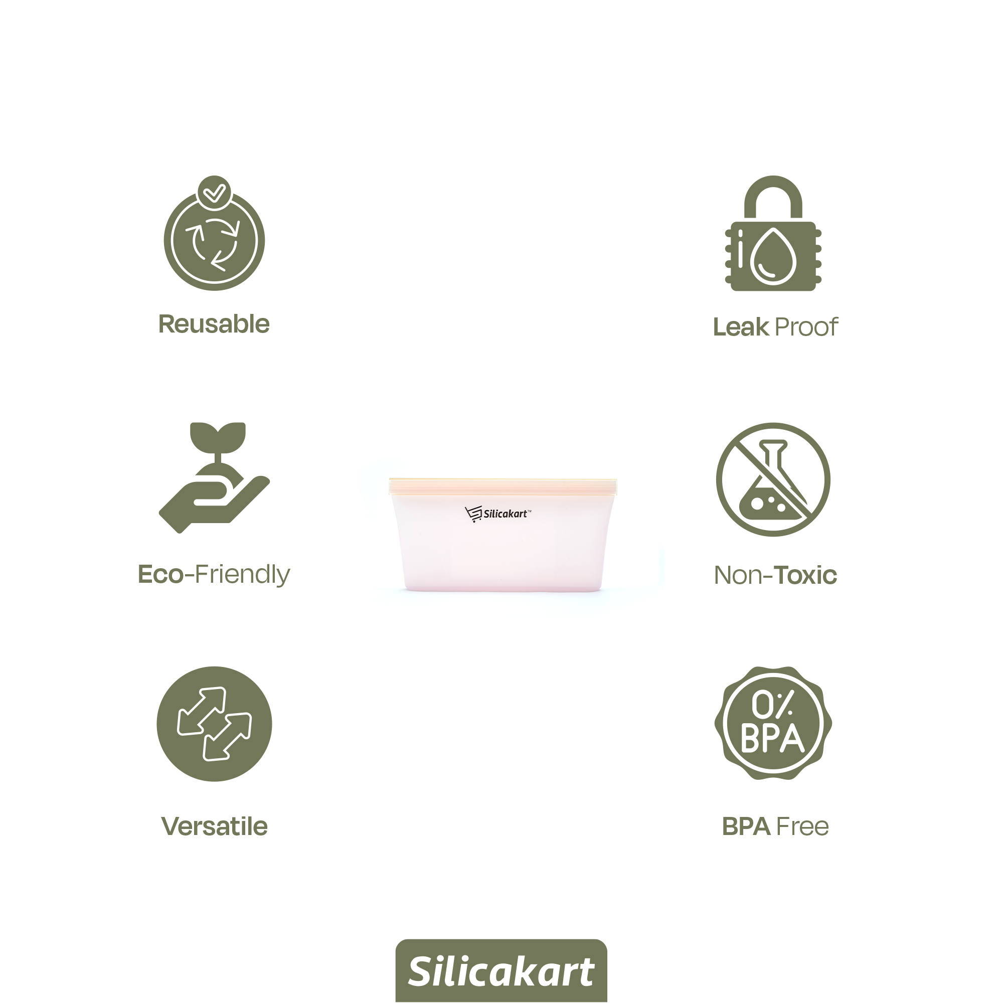 Silicakart Silicone Zip bag | Set of 8 (Pink)