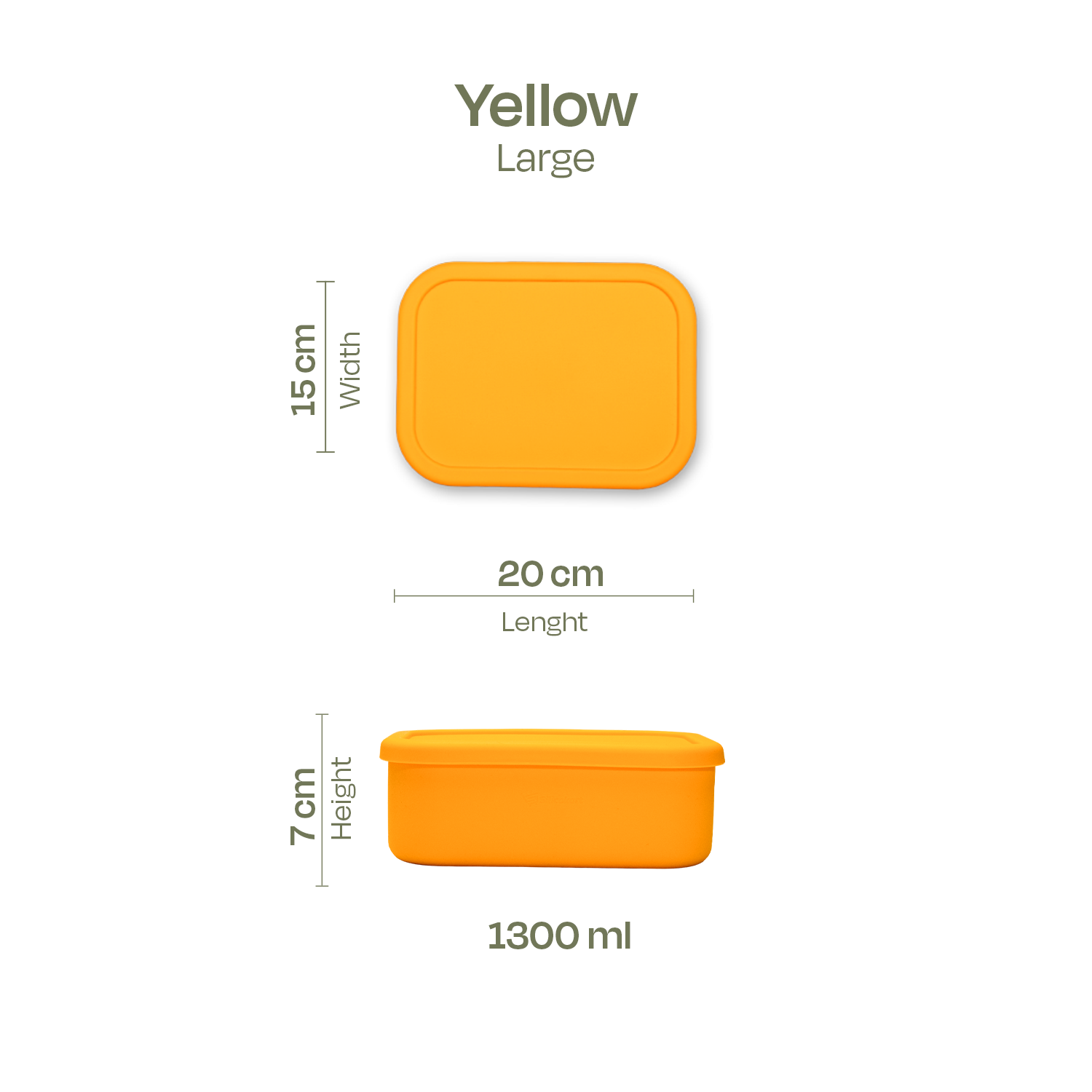 Silicakart Silicone Bento Boxes Large-Yellow (Rectangle)