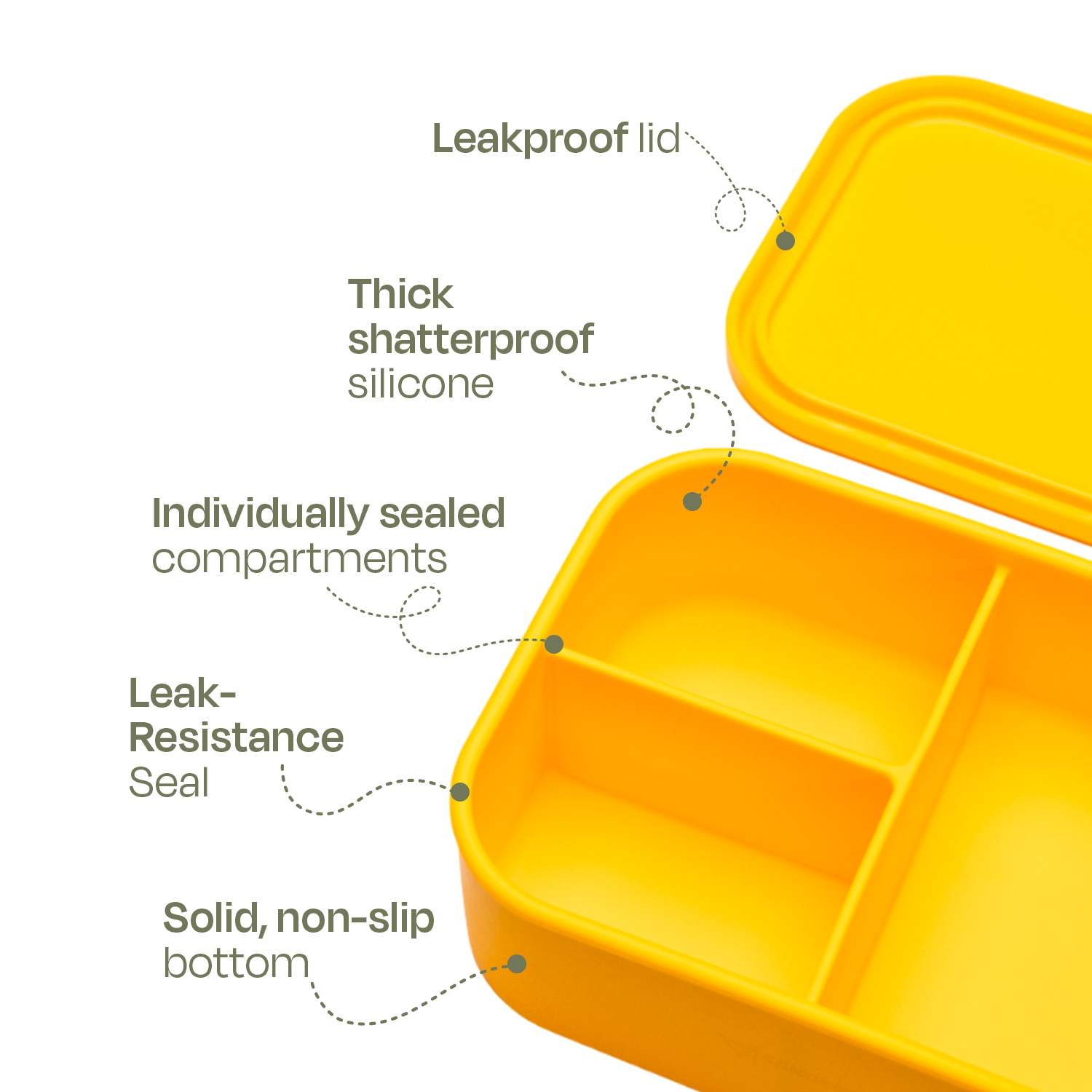 Silicakart Silicone Bento Boxes Large-Yellow (Rectangle)