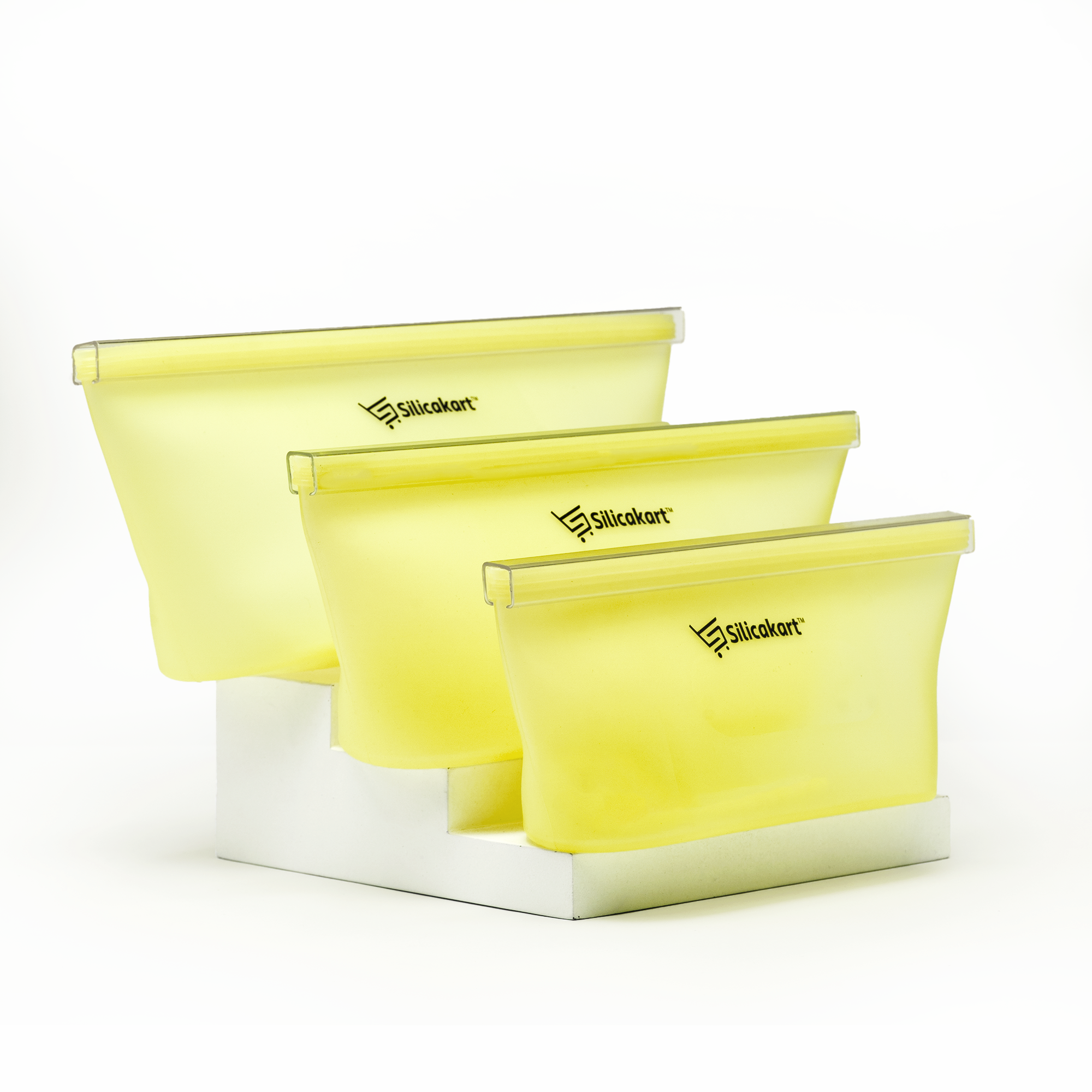 Silicakart Silicone Zip-bag  | Set of 8 (Yellow)